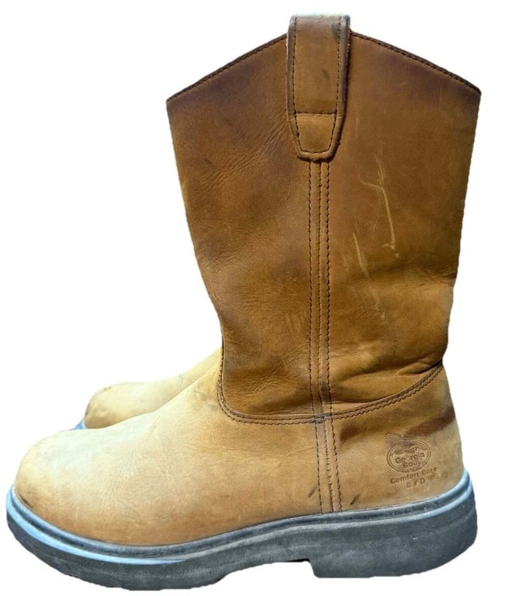 Georgia Boot G4673 Wellington Work Boots Size 8 M Brown Leather ASTM